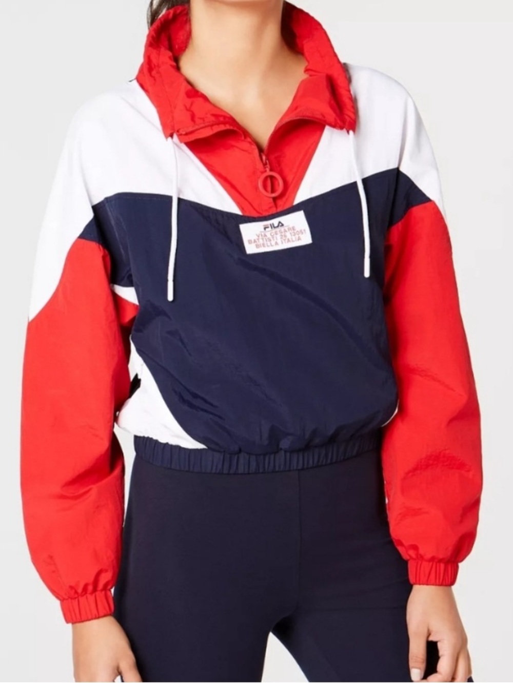 Fila red white and blue cropped windbreaker retro jacket size XL